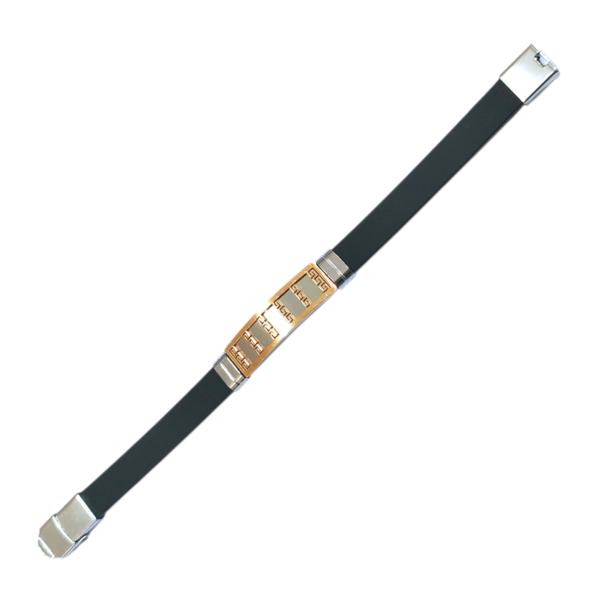 Pulsera AQ malla eco cuero con dije 
hombre