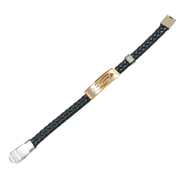 Pulsera AQ malla eco cuero con dije 
hombre