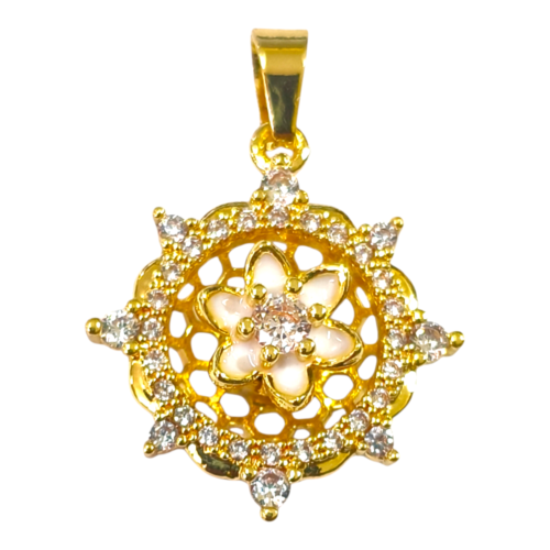 Dije AQD Premium con cubic flor blanca