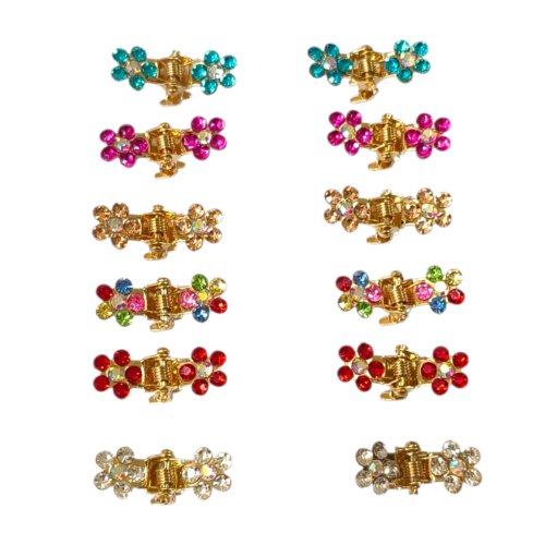 Minis Brochecitos flores de strass x12u