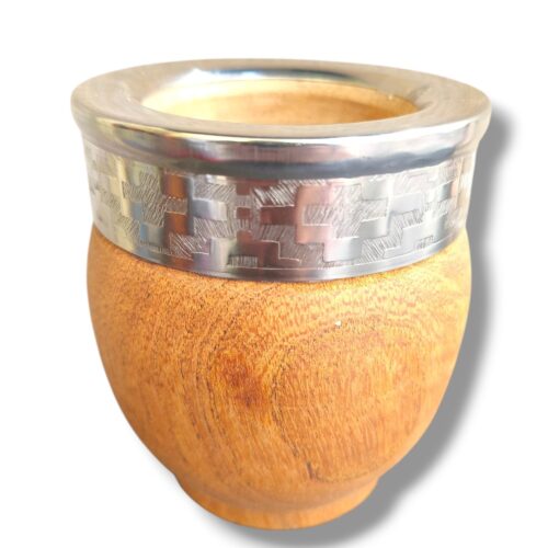 Mate Algarrobo, modelo Imperial, virola de acero, PULIDO