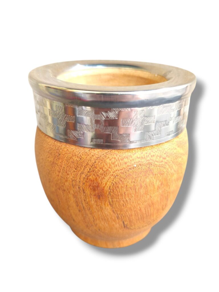 Mate Algarrobo, modelo Imperial, virola de acero, PULIDO