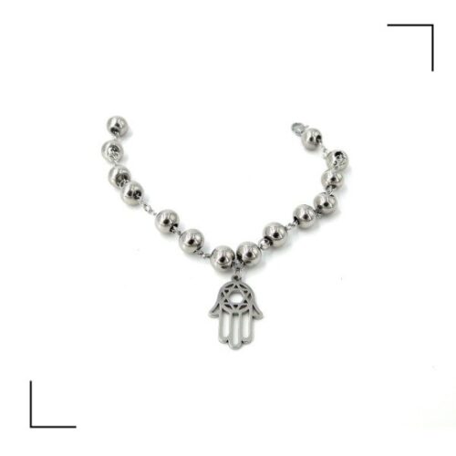 Pulsera AQ Bolita c/dije Mano de Fatima
