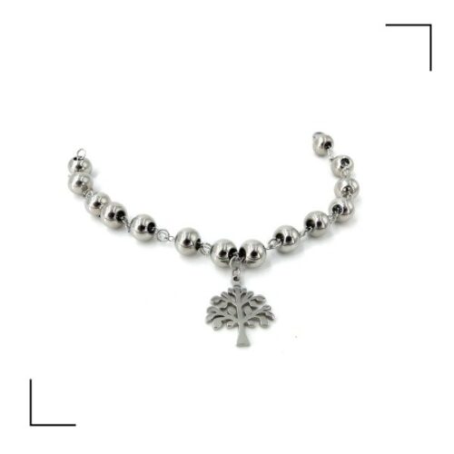 Pulsera AQ Bolita c/dije Arbol de la Vida