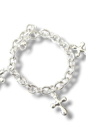 Pulsera AQ Blanco con dije Cruz