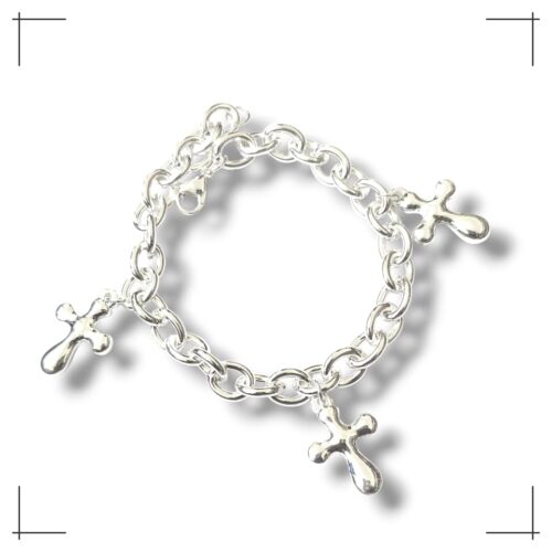 Pulsera AQ Blanco con dije Cruz