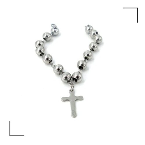 Pulsera AQ Bolita c/dije Cruz