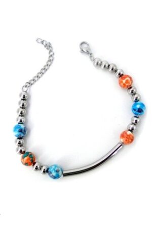 Pulsera AQ Blanco con perlas de colores