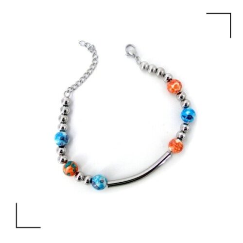 Pulsera AQ Blanco con perlas de colores