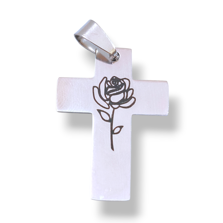 Dije AQ Cruz con rosa