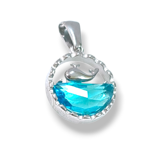 Dije AQ Ballenita con strass celeste