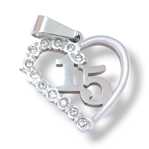 Dije AQ Corazón con strass 15 años