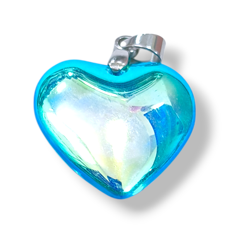 Dije AQ  corazón vidrio