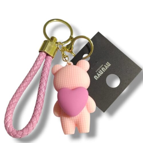 Llavero osito rosado con corazòn