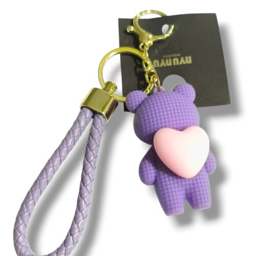 Llavero osito lila con corazòn