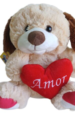 PELUCHE Perrito con corazón te amo 32cm