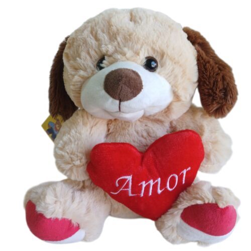 PELUCHE Perrito con corazón te amo 32cm