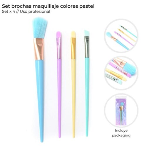 Juego de brochas para maquillaje 5pz. colores pateles