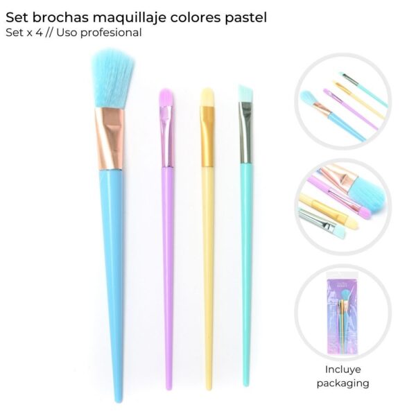 38905-1 Juego de brochas para maquillaje 5pz. colores pateles