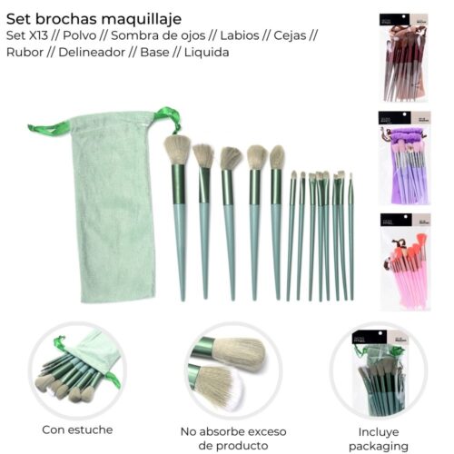 Juego de brochas para maquillaje 13pz.
