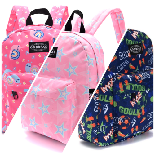 PACK X3U. Mochila Chica Estampada GOODPACK 31x27x10.5cm