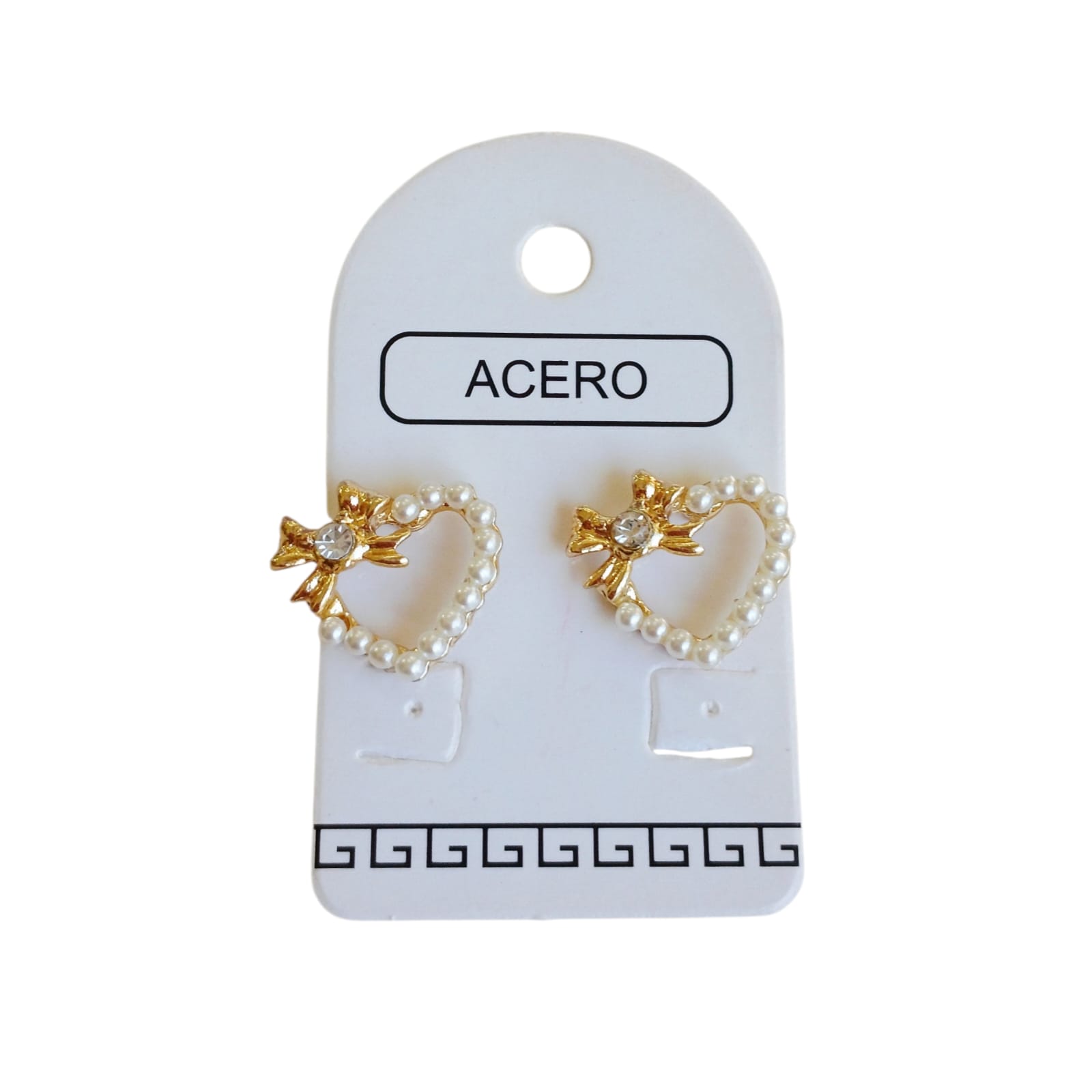 Aro AQ Dorado corazón perlas con moño