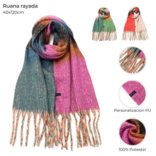 Pashmina rayada 40×186