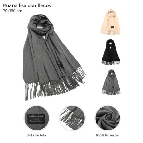 Pashmina lisas con fleco 70×180