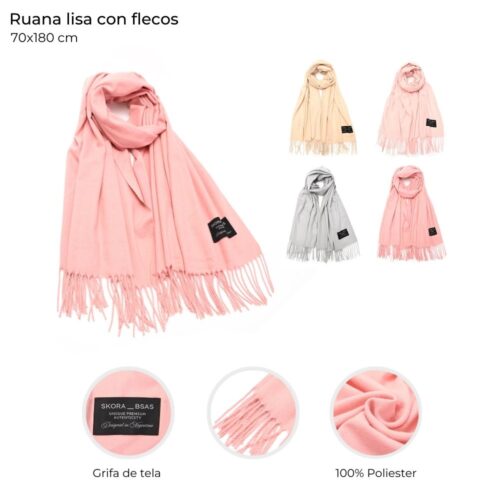 Pashmina lisas con fleco 70×180