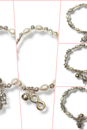 Pulsera fantasía con perlas y dijes (varios modelos)
