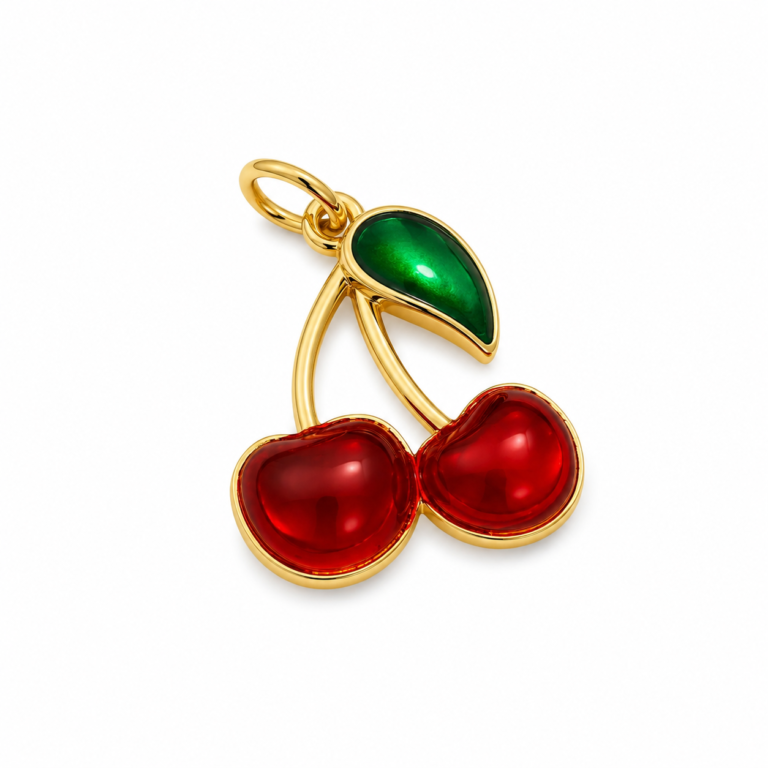 Dije AQ dorado medias cerezas