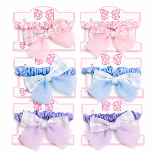 Blister coleros con moño + scuncy x6u