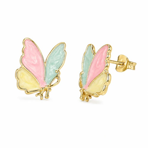 Aro AQ Dorados mariposa esmaltada