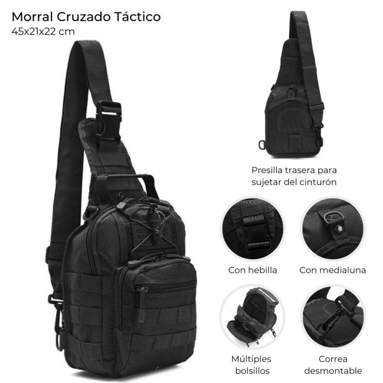 Morral Táctica cruzado 45x21x22cm