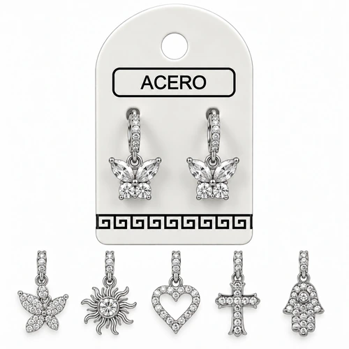 Aro AQ argollita con formitas colgante y micro cubic