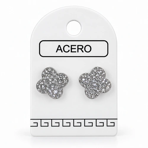 Aro triangular flor con perla.