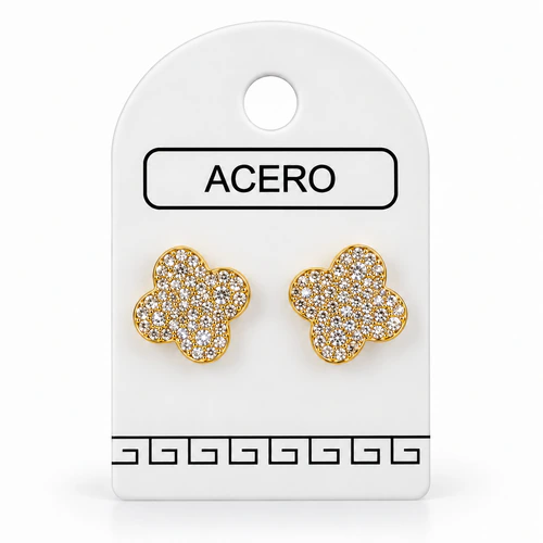 Aro triangular flor con perla.