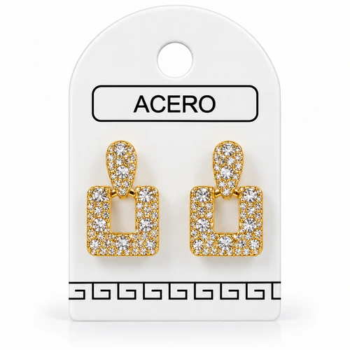 Aro AQ Dorado strass cuadrado