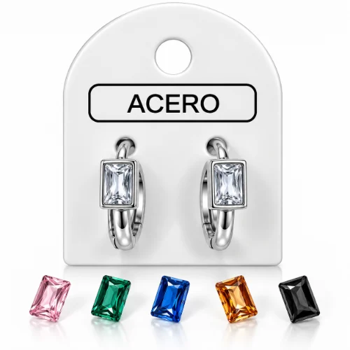 Aro AQ Blanco argollita con cubic rectan. Enmarcado