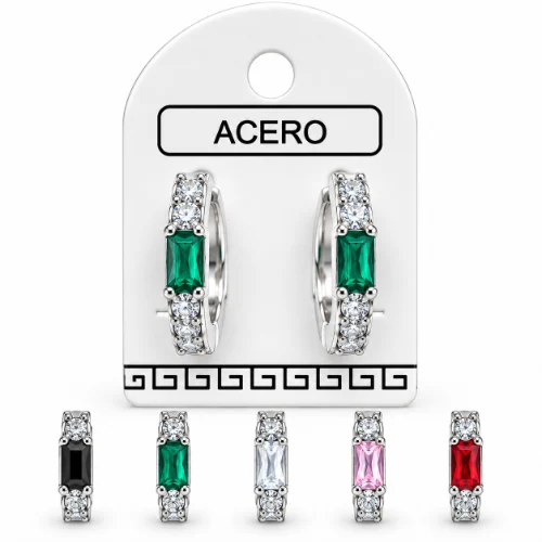 Aro AQ Blanco argollita con cubic rectangular finito