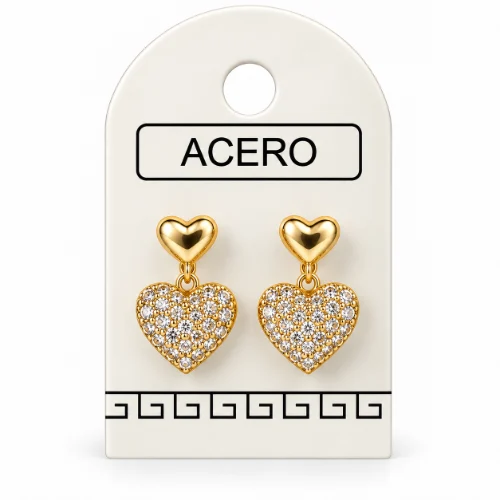 Aro AQ Dorado doble corazón colgante