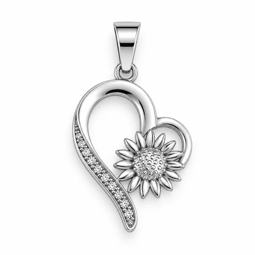 Dije AQ corazon con girasol gr.
