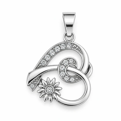 Dije AQ corazon con girasol ch.