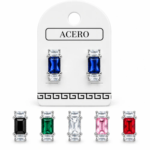 Aro AQ Blanco argollita con cubic rectangular