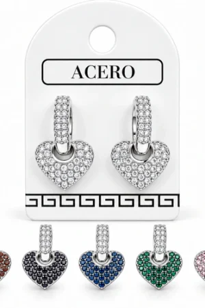 Aro AQ Blanco argolla corazon con strass