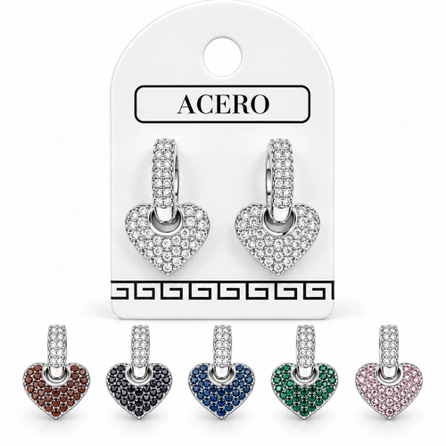 Aro AQ Blanco argolla corazon con strass