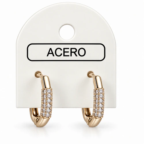 Aro AQD argollita rectangular con tubito strass