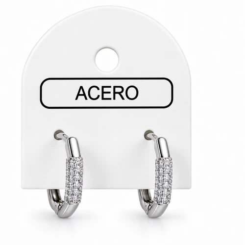 Aro AQ argollita rectangular con tubito strass