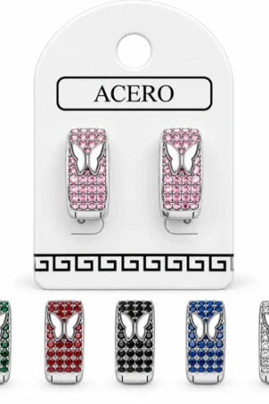 Aro AQ Blanco argolla con strass y mariposa