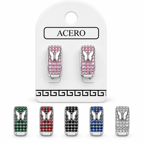 Aro AQ Blanco argolla con strass y mariposa